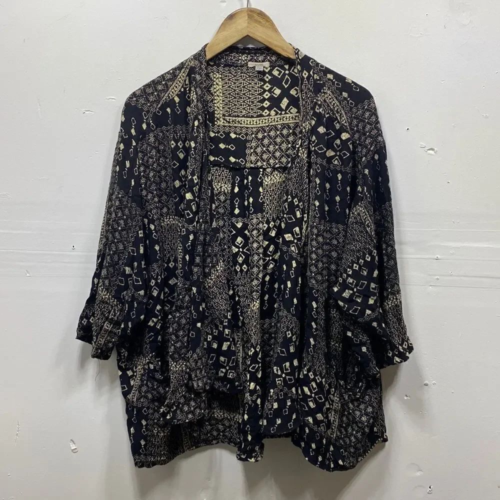Urban Outfitters Ecote Patchwork Print Open Front Kimono Top Small